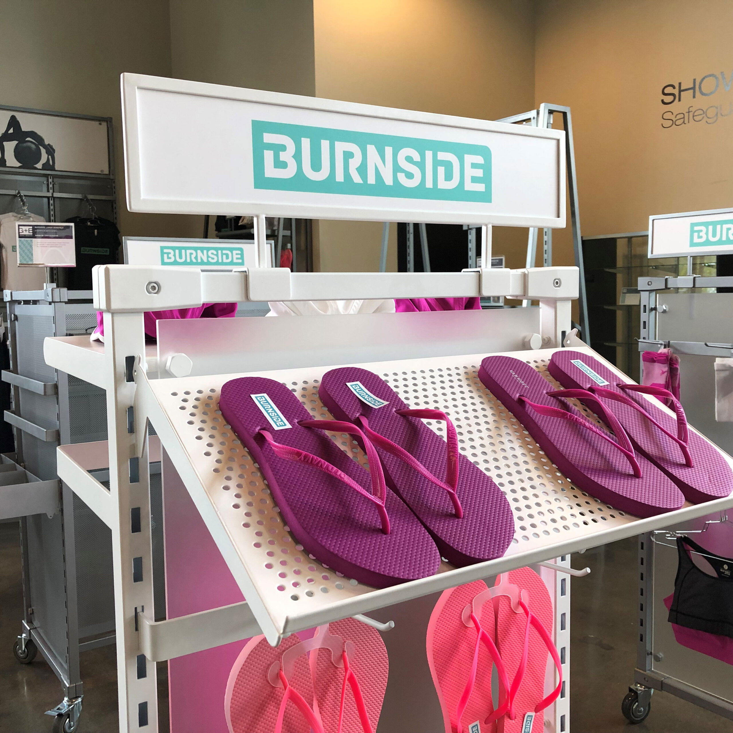 Burnside Displays Silver 24x5 Sign Holder Custom Powder Coat Shoe Shelf